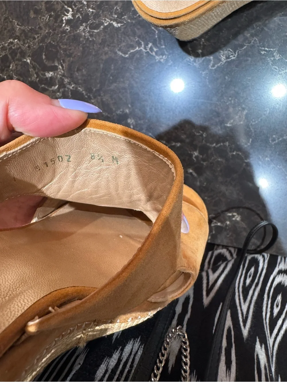 Stuart Weitzman Suede Espadrille Wedge Slides in Tan